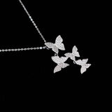 925 sterling silver long zircon butterfly necklace