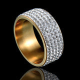 Rhinestone CZ Diamond Stainless Steel Ring