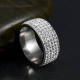 Rhinestone CZ Diamond Stainless Steel Ring