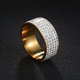 Rhinestone CZ Diamond Stainless Steel Ring