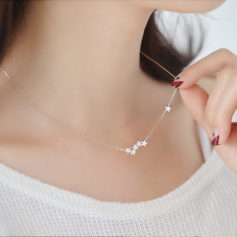 925 Sterling Silver Stars Pendant Necklace