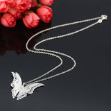 Hollow Out Butterfly Silver Necklace - Collier Sautoir