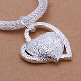 925 Sterling silver plated collar necklace Inlaid Stone Heart