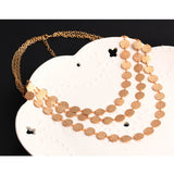 Fashion Charm Jewelry 3 Chain Metal Grind Discs Pendant Choker Chunky Statement Bib Necklace For Women