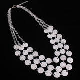 Fashion Charm Jewelry 3 Chain Metal Grind Discs Pendant Choker Chunky Statement Bib Necklace For Women