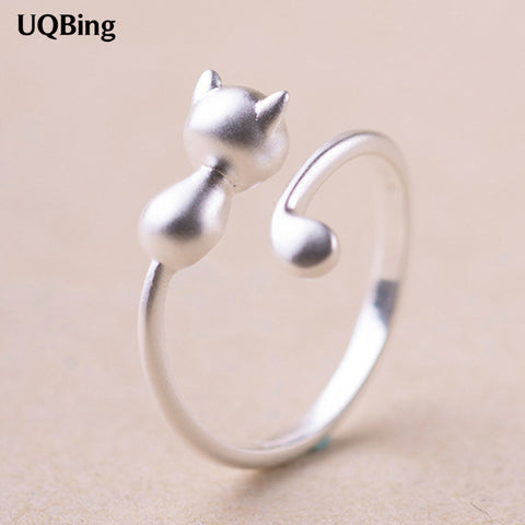 925 Sterling Silver Cat Rings - Beautiful Finger Open Rings For Party Birthday Gift