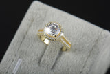 925 sterling silver AAAAA Gold Color Classic engagement wedding ring