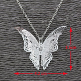 Hollow Out Butterfly Silver Necklace - Collier Sautoir