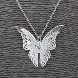 Hollow Out Butterfly Silver Necklace - Collier Sautoir