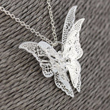 Hollow Out Butterfly Silver Necklace - Collier Sautoir