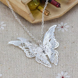 Hollow Out Butterfly Silver Necklace - Collier Sautoir