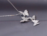 925 sterling silver long zircon butterfly necklace