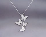 925 sterling silver long zircon butterfly necklace