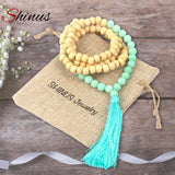 Shinus Necklace Maxi Women Statement Vintage Necklaces Tassel Long Colar Collier Mala Stone Wooden Beaded Boho Jewelry 2017