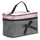 Women's Makeup Case Square Bow Stripe Bag Ladies Cosmetics Casual Bag mochila feminina #XTJ