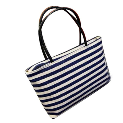 Summer Women Canvas Shoulder Bag  Women Casual Striped Beach Bags Shopping ladies hand bags #LREL