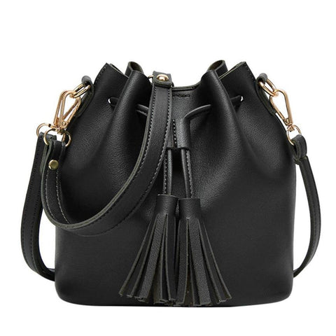 Xiniu Women Leather Drawstring crossbody bags for women 2017 luxury Tassels Bucket Bag bolsa feminina #5M