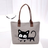 2016 Fashion Women Small Canvas Bag Cute Cat Bag Office Lunch Bag Women Shoulder Handbag Ladies Bags mochila feminina