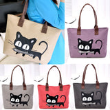 2016 Fashion Women Small Canvas Bag Cute Cat Bag Office Lunch Bag Women Shoulder Handbag Ladies Bags mochila feminina