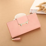 2017 Kawaii Cat Women PU Long Clutch Wallet With Tassel Lady Clutch Fashion Korean Envelope Women Wallet Coin Pocket Card Holder