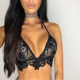 Sexy Women's Crop Tops Lace Choker Sheer Bralette Bustier Unpadded Bra Lingerie