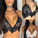 Sexy Women's Crop Tops Lace Choker Sheer Bralette Bustier Unpadded Bra Lingerie