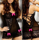 Women Lady Plus Sexy Lingerie Black Lace Teddy Sleepwear Underwear Dress BU