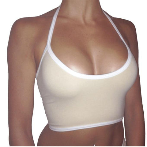 Women Boho Tank Bustier Bra Vest Crop Top Bralette Blouse Cami Beige L