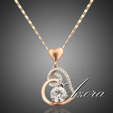 AZORA Rose Stellux Crystals Heart Valentine Edition Necklace