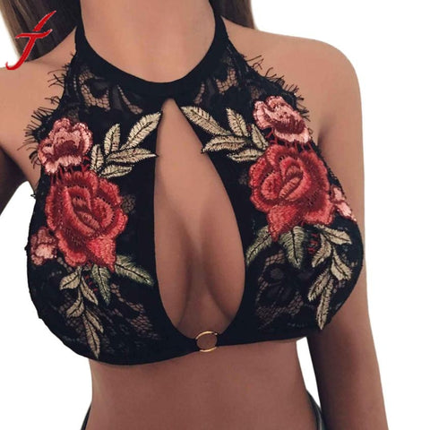 2017 Women Embroidered push up bra Appliques Lace Wire Free Bustier Top Unpadded Summer club backless intimates lingerie