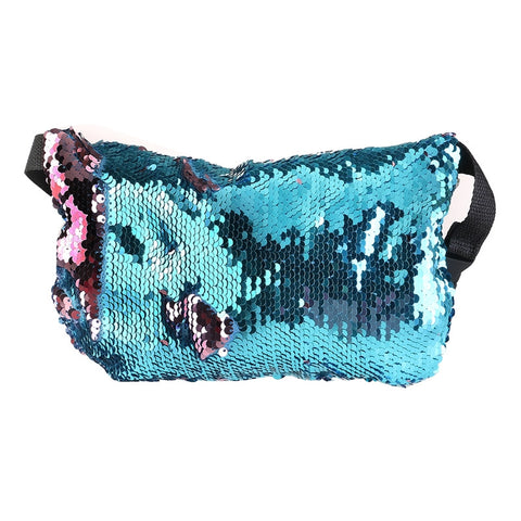 Double Color Sequins Waist Bag Casual Outdoor Sports Bag