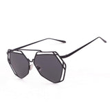 Twin-Beams Geometry Design Women Metal Frame Mirror Sunglasses Cat Eye Glasses