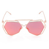 Twin-Beams Geometry Design Women Metal Frame Mirror Sunglasses Cat Eye Glasses