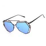 Twin-Beams Geometry Design Women Metal Frame Mirror Sunglasses Cat Eye Glasses