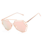 Twin-Beams Geometry Design Women Metal Frame Mirror Sunglasses Cat Eye Glasses