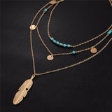 Multi Layer Leaf Turquoise Necklace