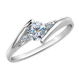 Feminino J045 Crystal Silver Plated CZ Diamond Ring