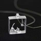 925 Sterling Silver Cat Frame Necklace