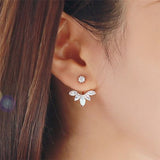 Korean Gold and Silver Plated Leave Crystal Stud Earring