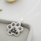 Lovely Women Pendant Necklace Dog Paw Prints Black White Pendant Rhinestone Dog Cat Pet Rescue Chain Collar Chocker Necklace