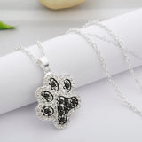 Lovely Women Pendant Necklace Dog Paw Prints Black White Pendant Rhinestone Dog Cat Pet Rescue Chain Collar Chocker Necklace