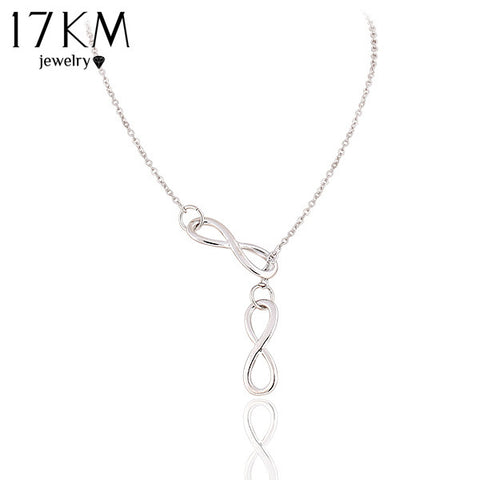 17KM Brand Design Fashion Charm Metal infinity Pendants Necklace Silver Color Chain necklaces statement jewelry women