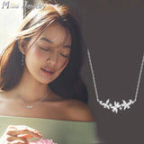 925 Sterling Silver Necklaces Crystal Flower Pendants