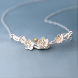 925 Sterling Silver Plum Flower Necklace