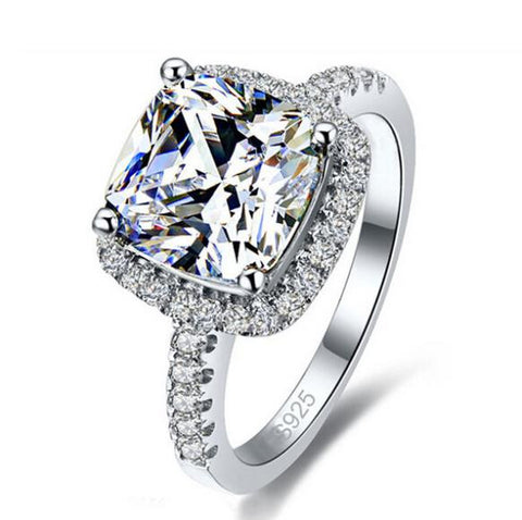 Big Promotion! Luxury Geniune 925 Sterling Silver Wedding Engagement Ring