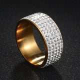 Rhinestone CZ Diamond Stainless Steel Ring