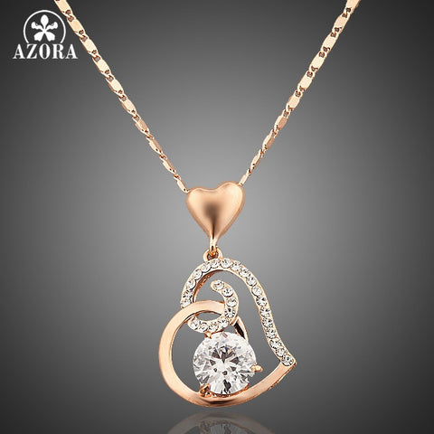 AZORA Rose Stellux Crystals Heart Valentine Edition Necklace