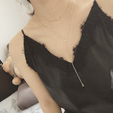x106 New Arrival Multi-layered Long Tassel Chain Necklace Charming Women Gold Color Body Jewelry Shiny Crystal Pendant Necklace