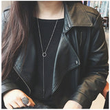 x205 Fashion Jewelry Silver Color Round Circle Long Tassel Necklace Women Exquisite Pendant Necklace Sweater Accessories Gifts