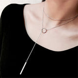 x205 Fashion Jewelry Silver Color Round Circle Long Tassel Necklace Women Exquisite Pendant Necklace Sweater Accessories Gifts